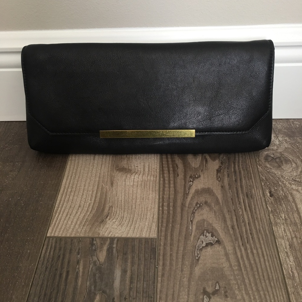 NWT-J. Crew Claremont clutch-black with gold